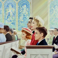 Family Sitting at Church