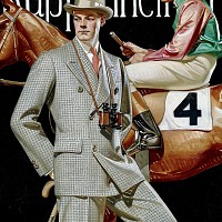 Jockey on Race-Horse with Well-Dressed Gentleman